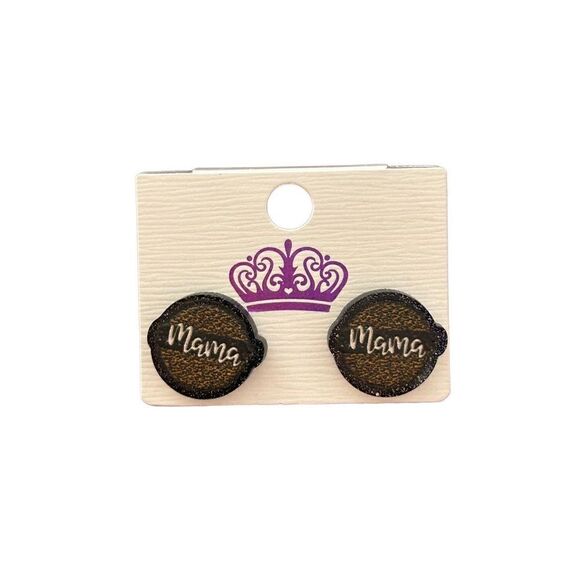 Mama leopard print stud Earring‎ - Picture 1 of 1